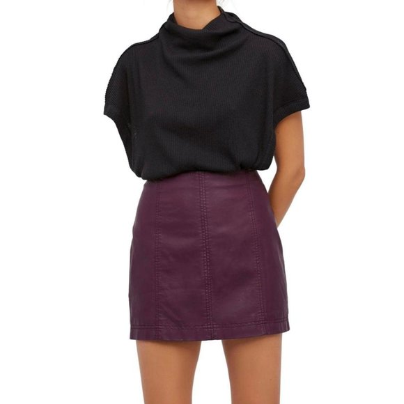(Sold) Free People Modern Femme Vegan LeatherSkirt - Picture 4 of 12